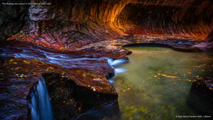 The Subway slot canyon in Zion National Park, Utah