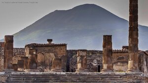 The Temple of Jupiter and Mount Vesuvius, Pompeii, Italy