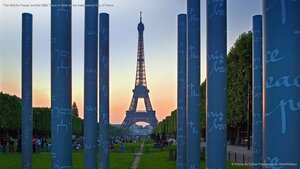 'The Wall for Peace' and the Eiffel Tower in Paris for the International Day of Peace