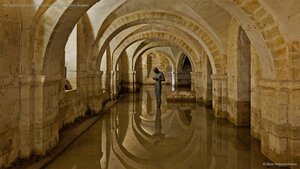 The flooded crypt at Winchester Cathedral, Hampshire, England
