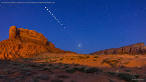 The total lunar eclipse of April 4, 2015, photographed over Monument Valley, Utah