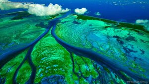 Tidal channels of Aldabra Atoll near the Seychelles