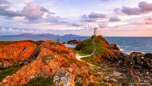 Tŵr Mawr lighthouse on Llanddwyn Island, Anglesey, Wales