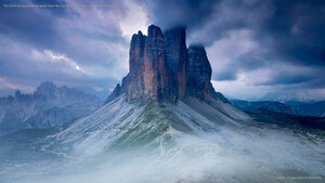 Tre Cime di Lavaredo as seen from the Lavaredo fork, Sexten Dolomites, Italy