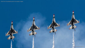 US Air Force Thunderbirds perform over Hampton, Virginia