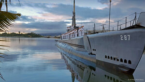 US Navy sailors on the WWII museum ship USS Bowfin in Honolulu, Hawaii