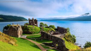 Urquhart Castle and Loch Ness in the Scottish Highlands