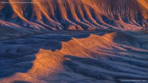 Sandstone formations in the badlands near Caineville, Utah