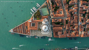 Aerial view of the Grand Canal and the Basilica di Santa Maria della Salute, Venice, Italy