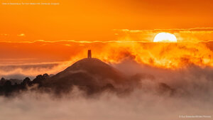 View of Glastonbury Tor from Walton Hill, Somerset, England