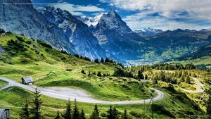 View of the Eiger from the Grosse Scheidegg mountain pass, Switzerland