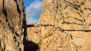 Visitors on El Caminito del Rey in the province of Málaga, Spain