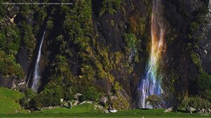 Wishbone Falls at Mount Aspiring National Park on South Island, New Zealand