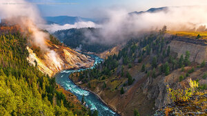 Calcite Springs Overlook and Yellowstone River, Yellowstone National Park, Wyoming